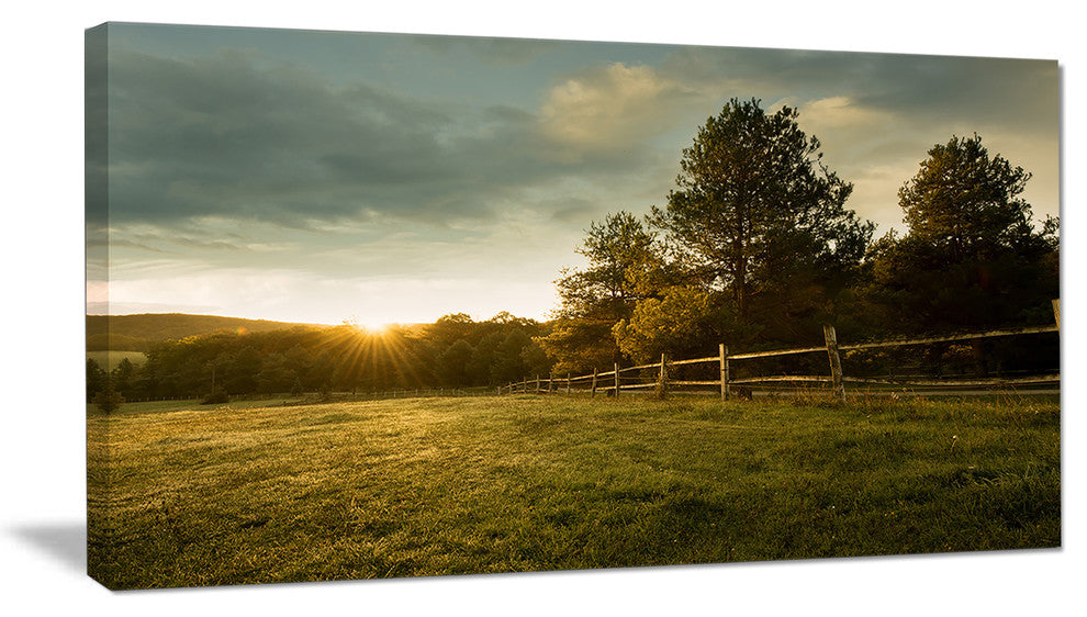 Beautiful Sunrise in the farm, Landscape Canvas Art Print, 32"x16"