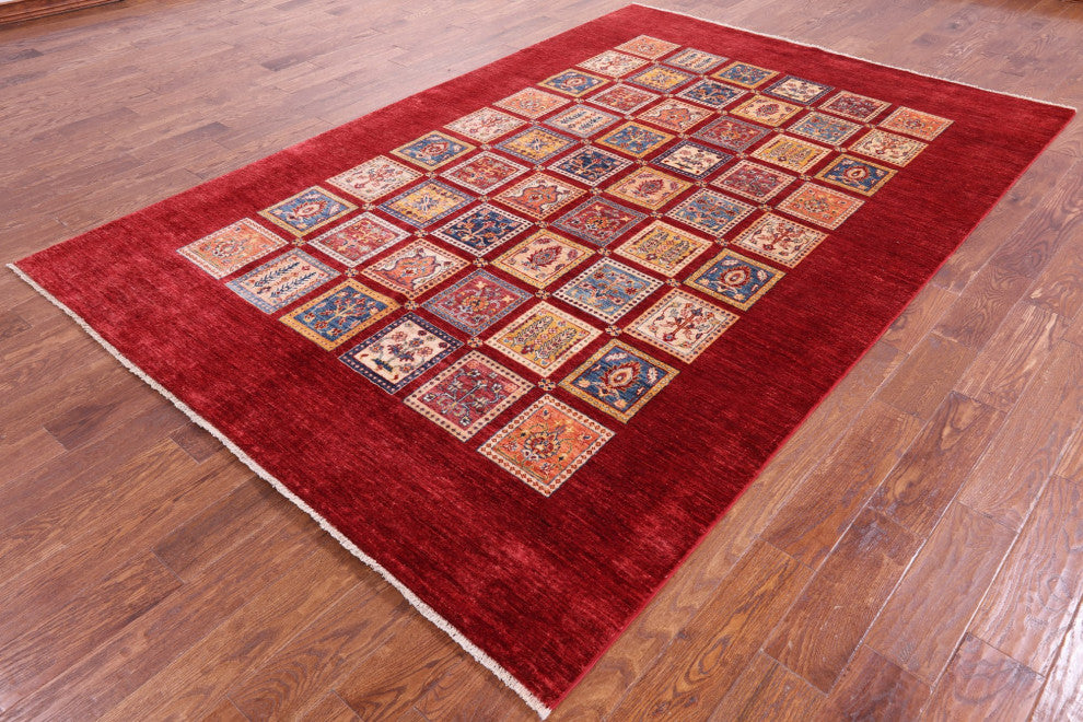 6' 9" X 10' 1" Persian Garden Design Hand Knotted Wool Rug Q11125