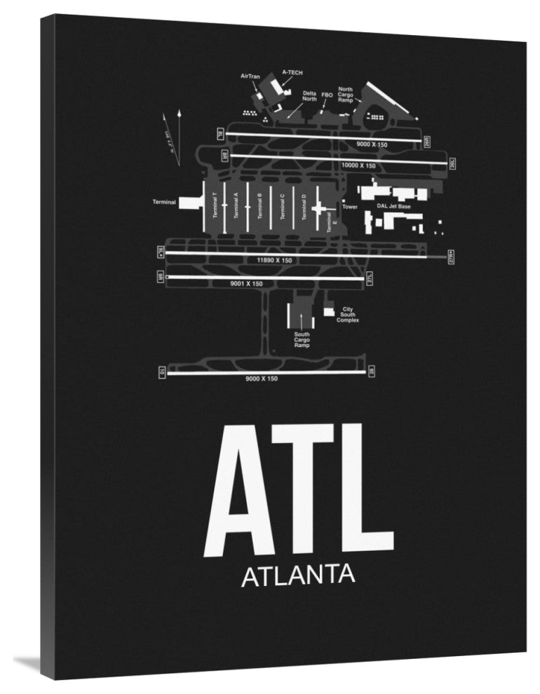 "ATL Atlanta Airport Black" Fine Art Print