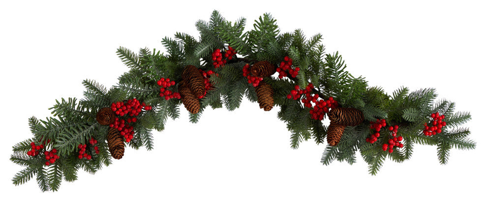 40" Pines, Red Berries and Pinecones Artificial Christmas Garland