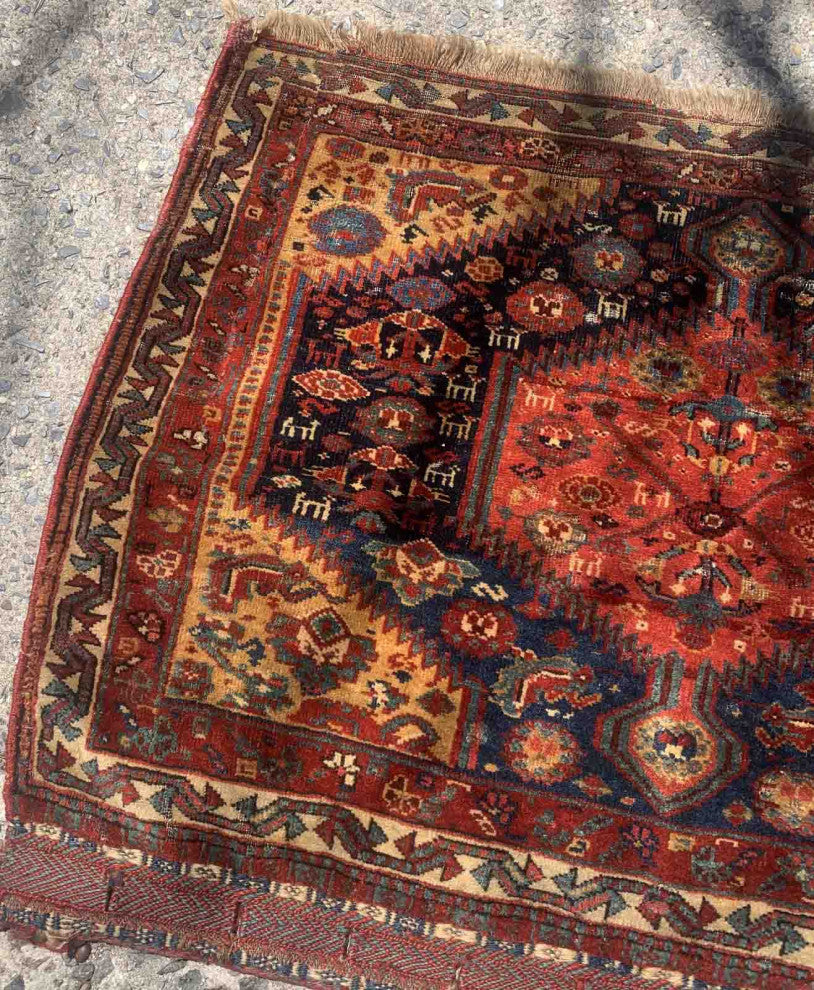Handmade Persian Collectible Gashkai bagface 2'x2.6', 60cmx79cm 1880s