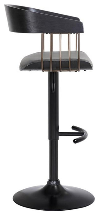 Armen Living Larisa 33" Adjustable Faux Leather & Wood Bar Stool in Gray