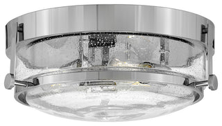 Harper LED Flush Mount, Chrome With Clear Seedy glass