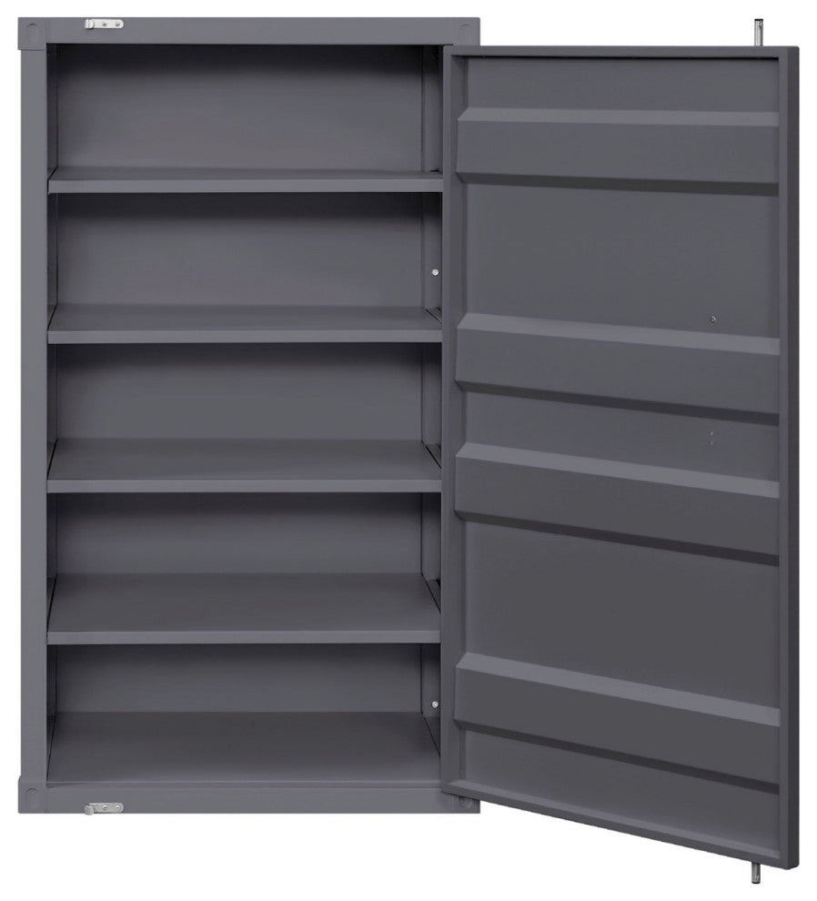 Metal Frame Chest With Single Door, Gunmetal Finish