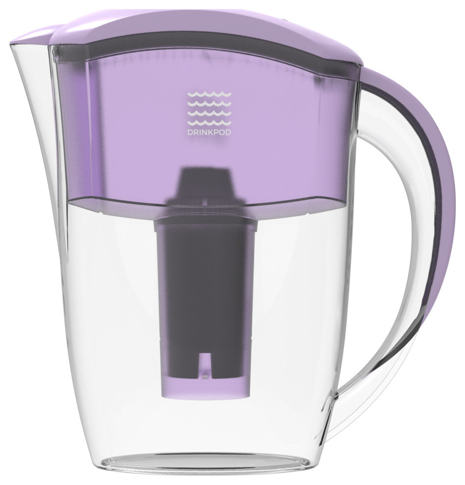 Drinkpod Alkaline Water Filter Pitcher With 8-Stage Cartridge, Lavender