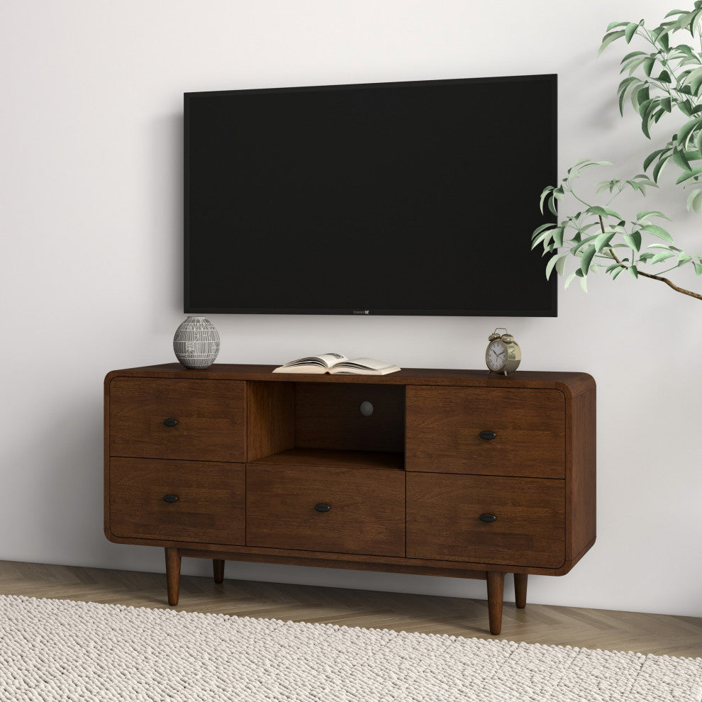 Stein Mid-Century Modern Solid Wood 5 Drawer TV Stand for TVs up to 60"