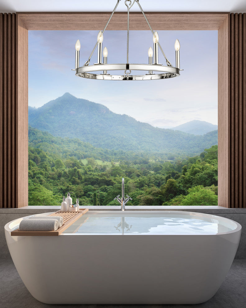 Zlite 482R-6PN 6-Light Chandelier, Polished Nickel