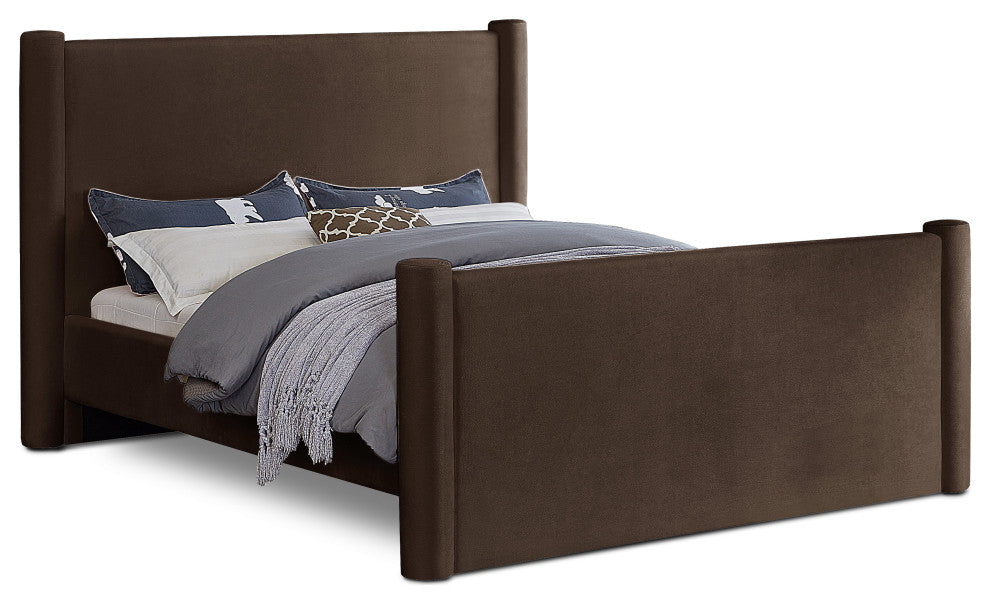 Elias Upholstered Bed, Brown, Queen, Velvet