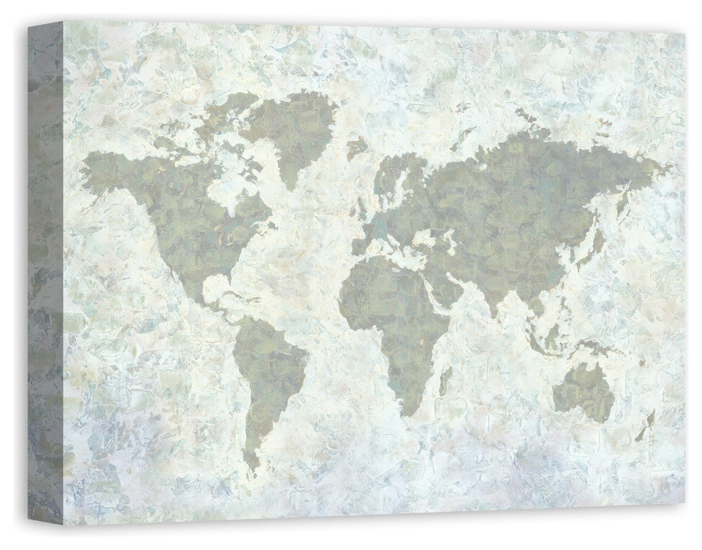 Neutral World Map Painted 18x24 Canvas Wall Art