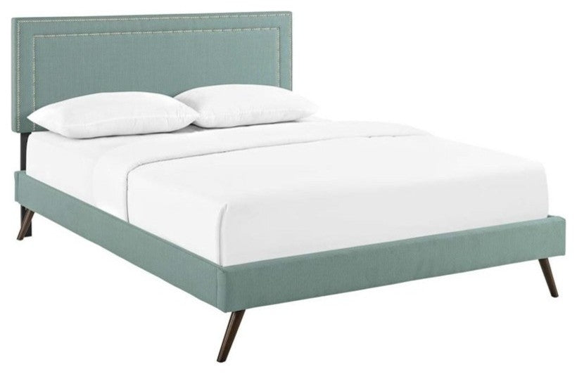 Modway Jessamine Full Fabric Platform Bed With Round Splayed Legs, Laguna