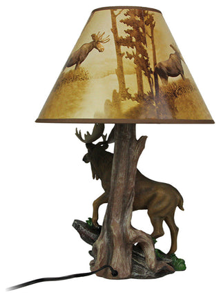 North American Bull Moose Table Lamp w/ Shade