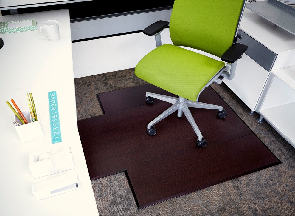 Rustin Bamboo Tri-Fold Chair Mat, Dark Cherry, With Lip, 47"x51"