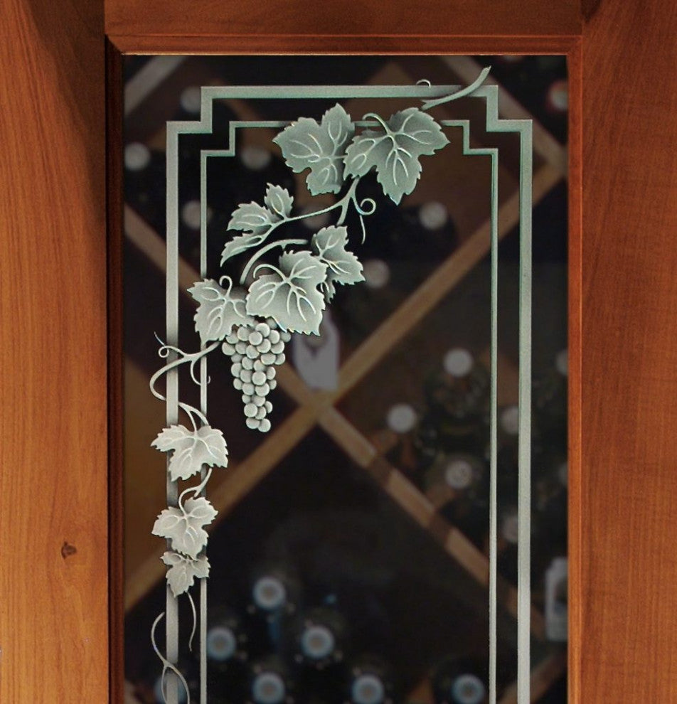 Wine Door - Vineyard Grapes Cascade - Primed - 30" x 80" - Knob on Left -...