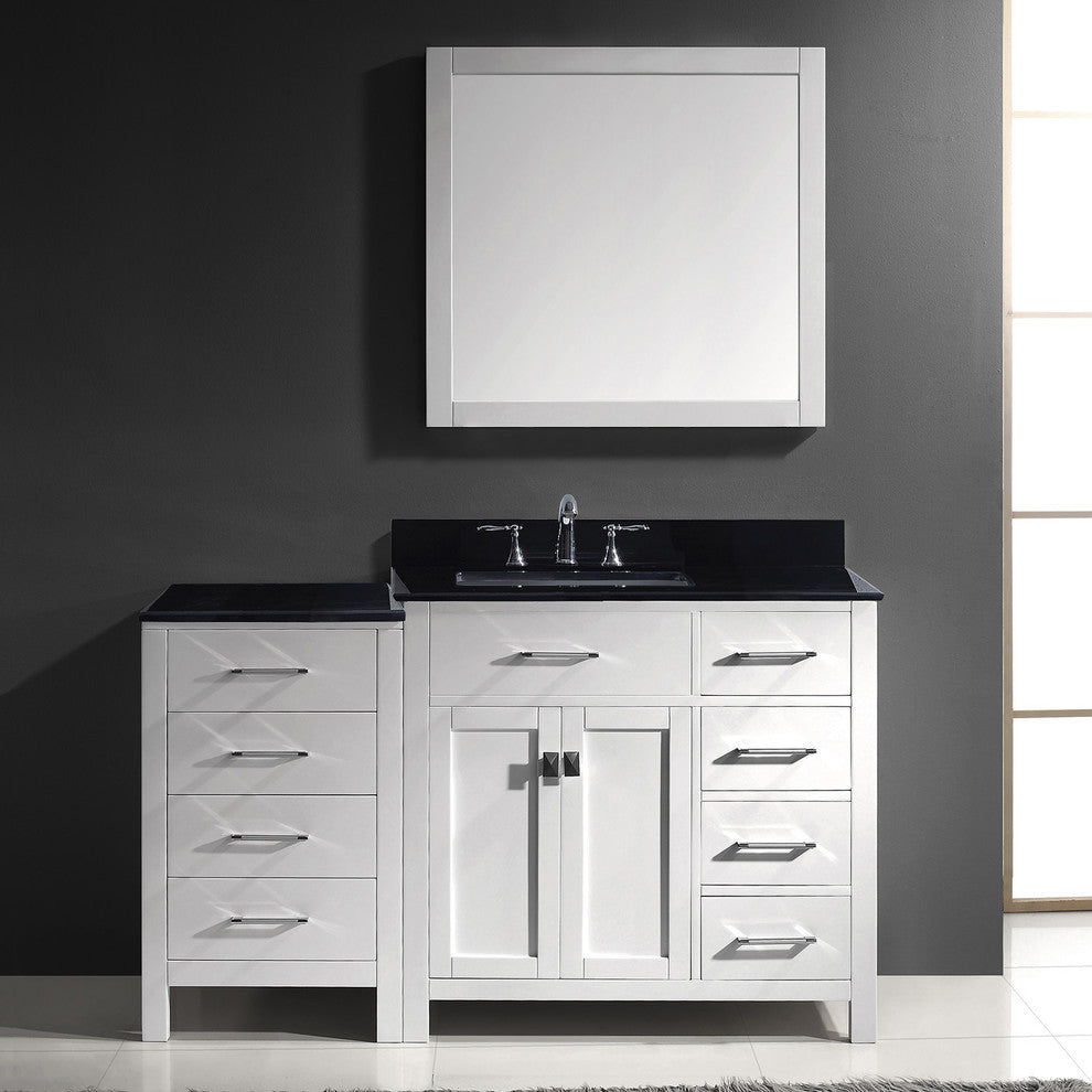 Caroline Parkway 57" Single Bathroom Vanity Set White, Granite Top