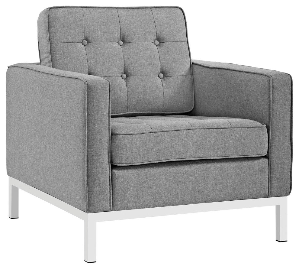 Loft Upholstered Fabric Armchair, Light Gray