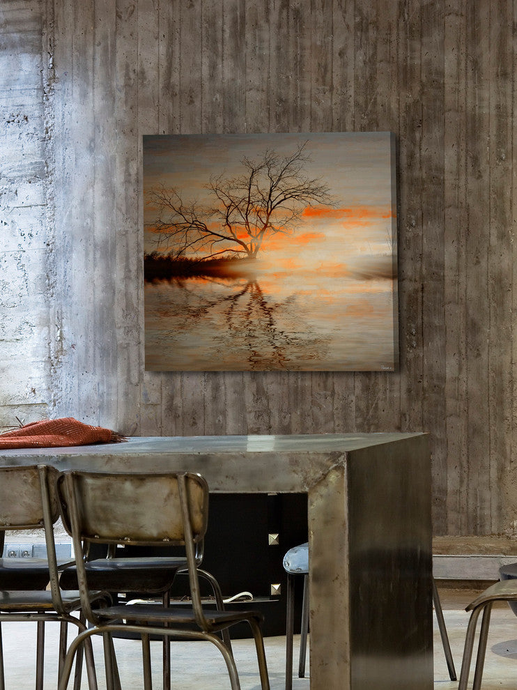 "Red Leafs B" Fine Art Canvas Print, 48"x48"