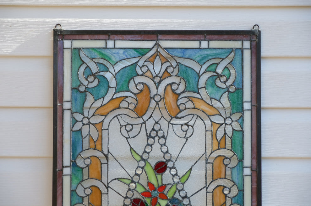 20.25" x 34.25" Large Handcrafted glass window panel QA2034120