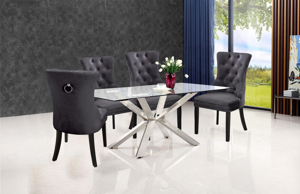 Nikki Velvet Dining Chairs, Set of 2, Gray