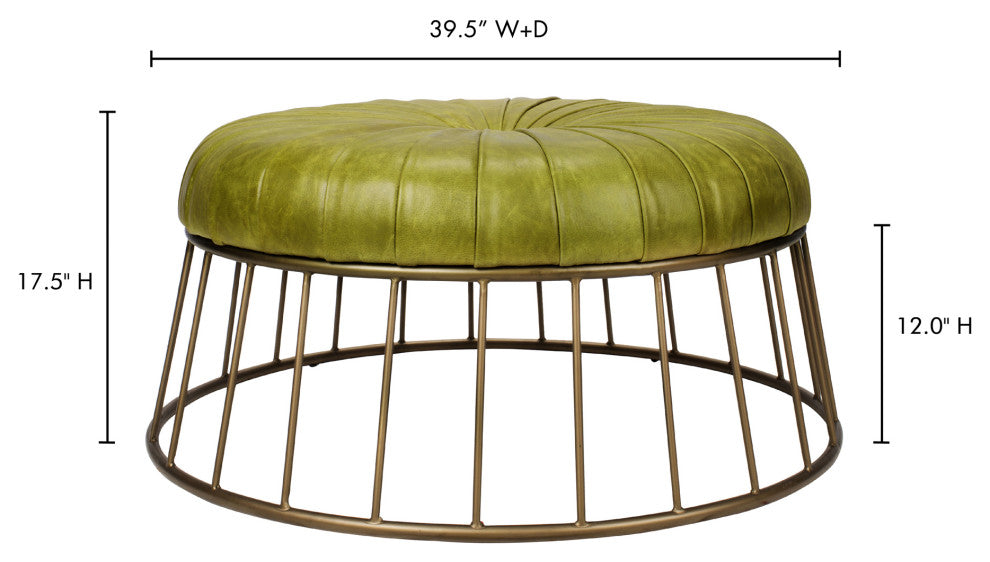 Retro Radcliffe Leather Ottoman Green - Green