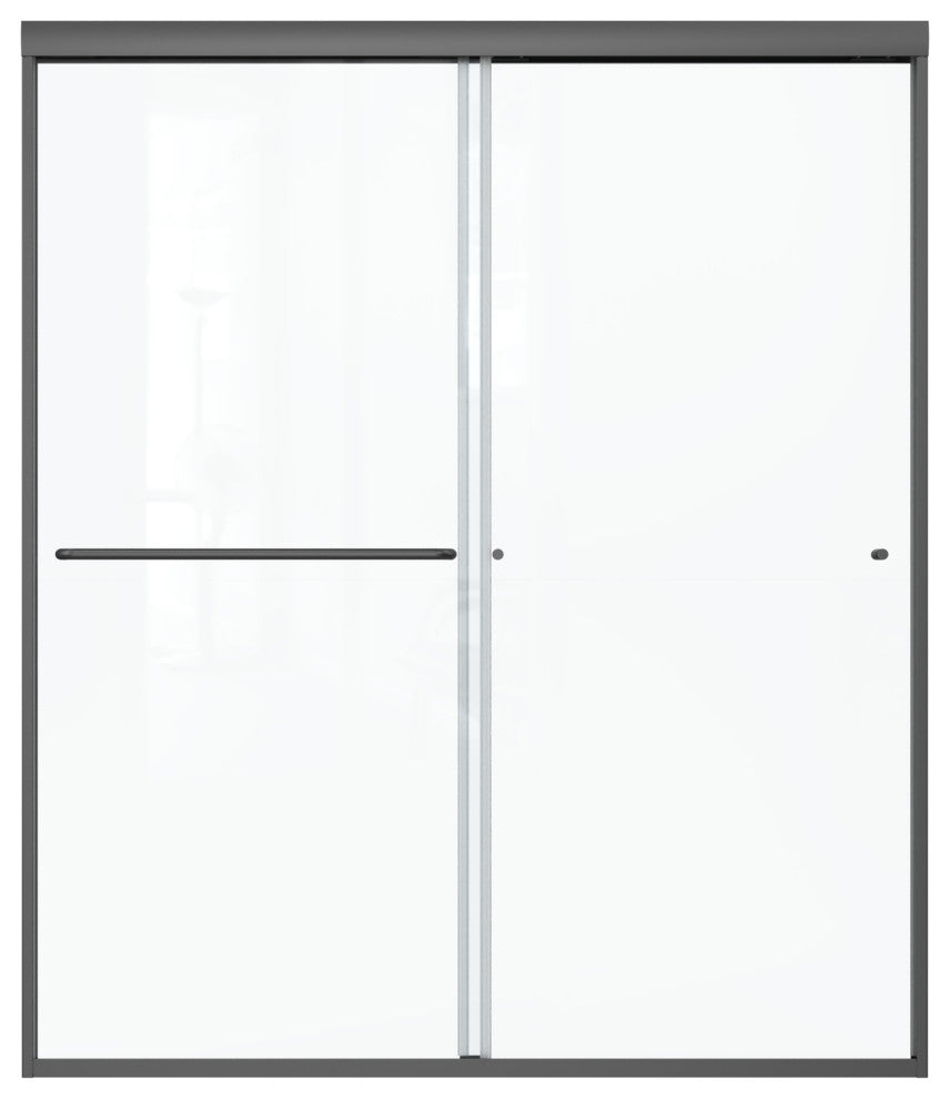 60" W x 70" H Framed Traditional Sliding Shower Door, Matte Black