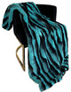 Plutus Teal Black Wild Ocean Faux Fur Luxury Throw Blanket, Throw 48"W x 60"L