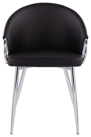 Claire Chair, Silver Metal, Black PU