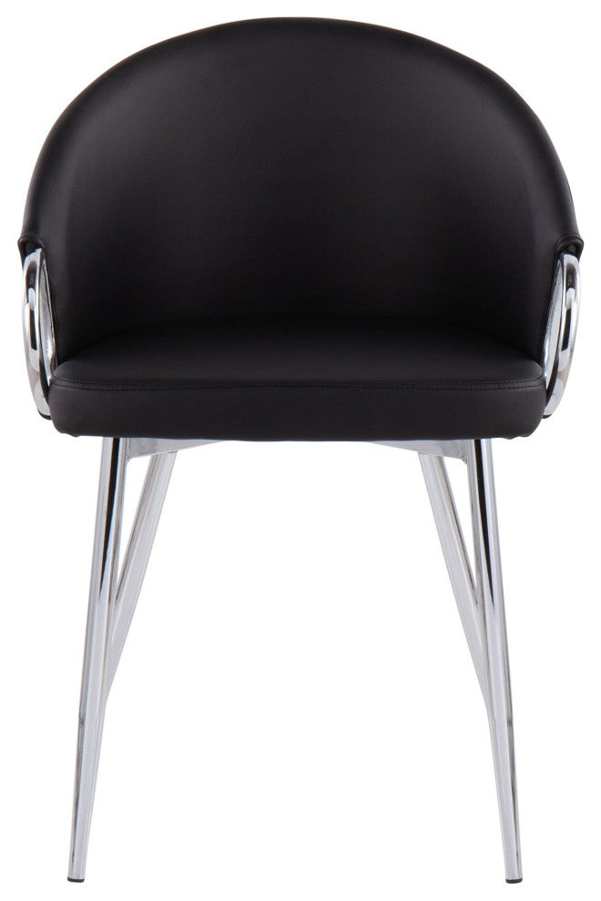 Claire Chair, Silver Metal, Black PU