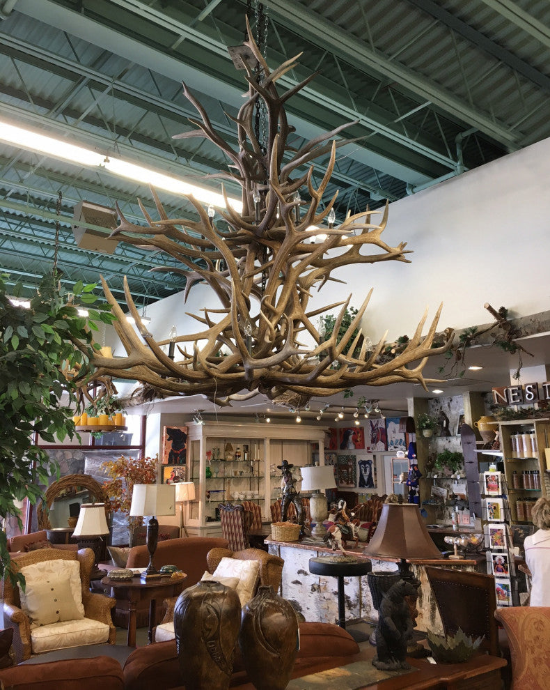 Elk Double Tier Deer Antler Chandelier Light, Large, No Shades