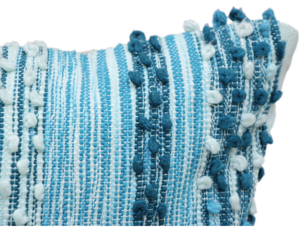 Blue Hand-Woven Hearthstone Throw Pillow, 16" x 26"