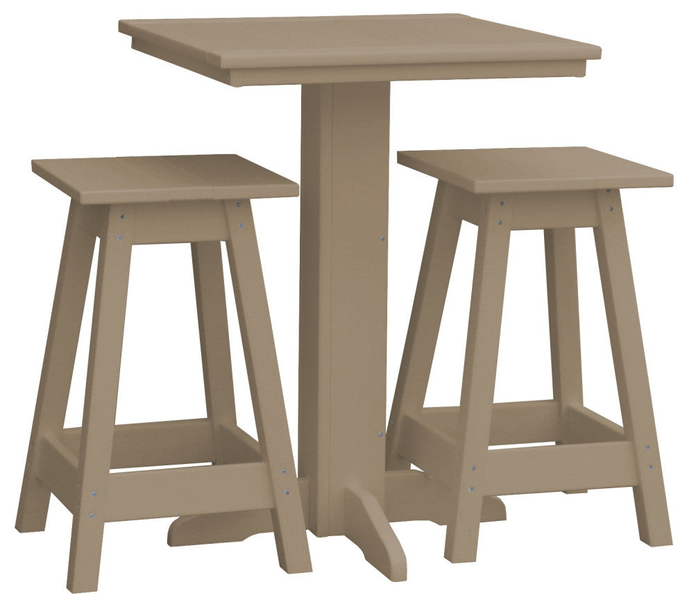 Poly Lumber Bistro Set, Weatherwood, Square