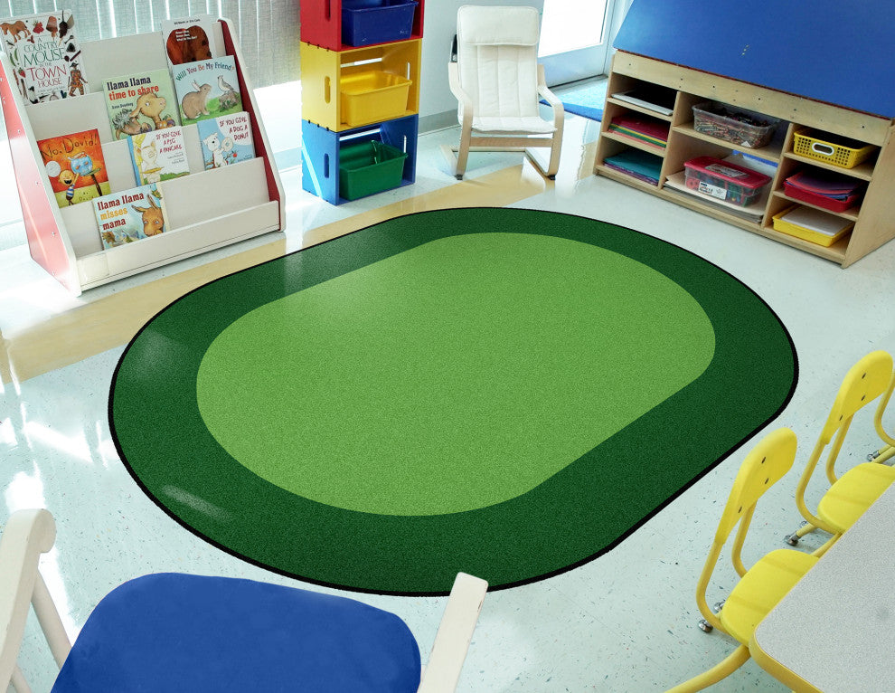 All Around Rug, Green, Oval, 92"x64"