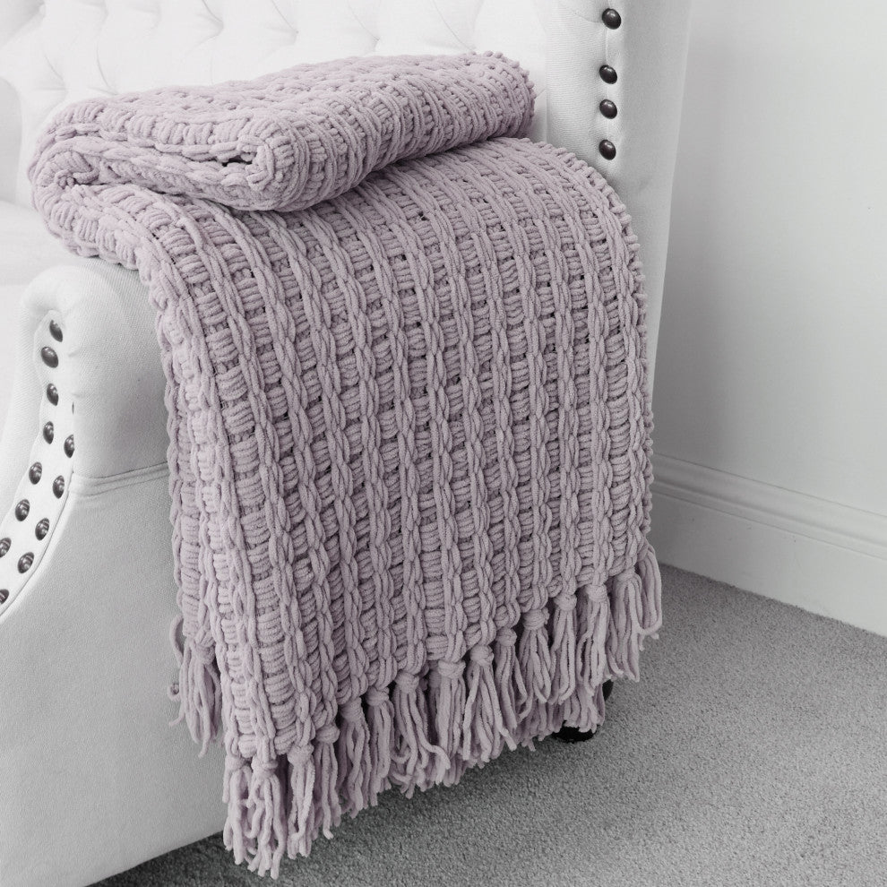 Space Yarn Knitted Throw, Lilac, 50" X 60"