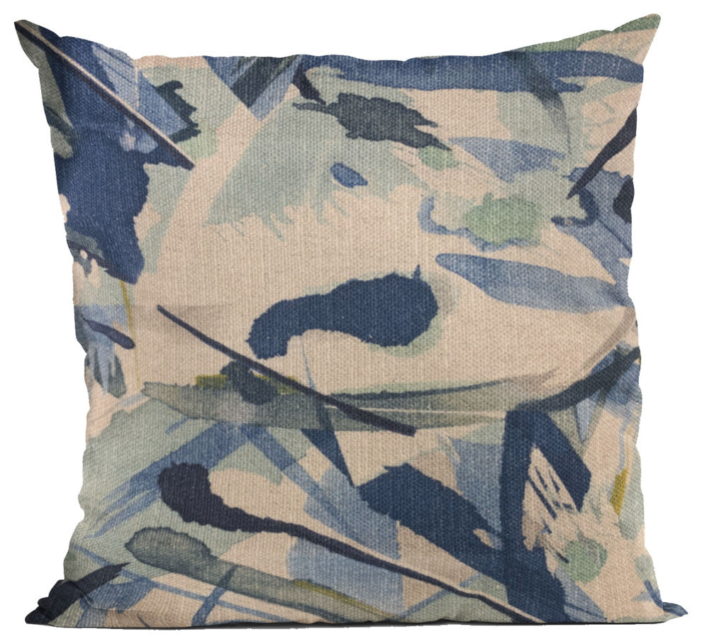Plutus Blue Modern Art Graphic Print Luxury Throw Pillow, 20"x30"