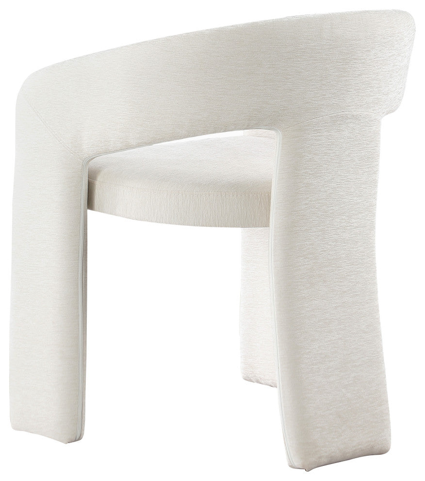 Rendition Plush Fabric Upholstered Dining Chair, Cream, Set of 2