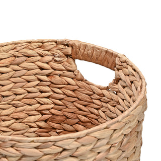 Avery Cottage Handwoven Hyacinth Cylinder Nesting Baskets With Handles, Set 3
