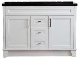 48" Double Sink Vanity, White Finish With Black Galaxy Granite