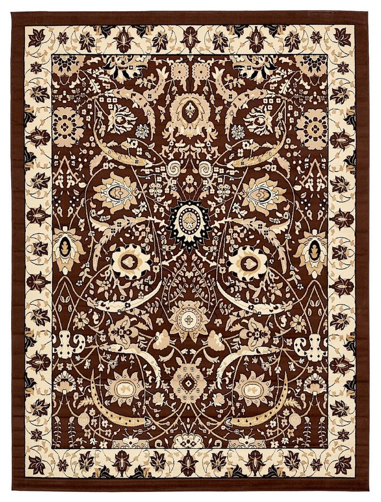 Country and Floral Kashan 9'x12' Rectangle Chestnut Area Rug