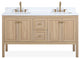 Modern Light Oak Sera Bathroom Vanity With White Quartz Top, 60" Double Sink