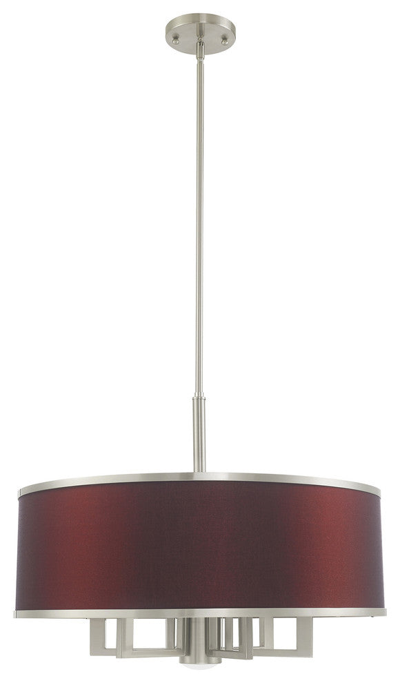 Livex Lighting Brushed Nickel 6 + 1 * Light Pendant Chandelier