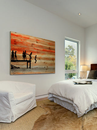 "Caught Ya" Print on Natural Pine Wood, 36"x24"
