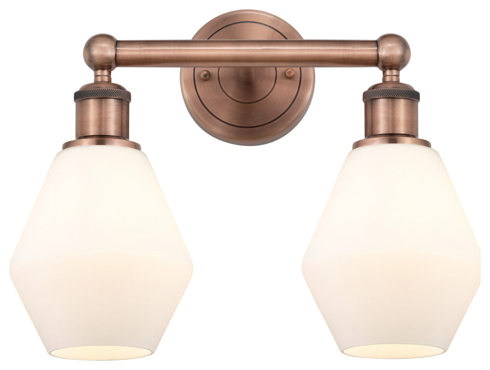 Cindyrella 2-Light 15" Vanity Light, Antique Copper, Cased Matte White Shade