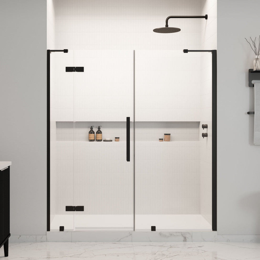 Tampa 69-71 5/16"Wx72"H Alcove Hinge Shower Door Black