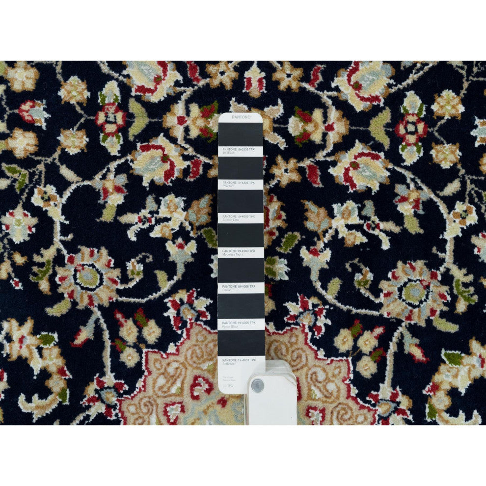 Midnight Blue Nain Design 250 KPSI Wool Hand Knotted XL Runner Rug 2'8"x15'10"