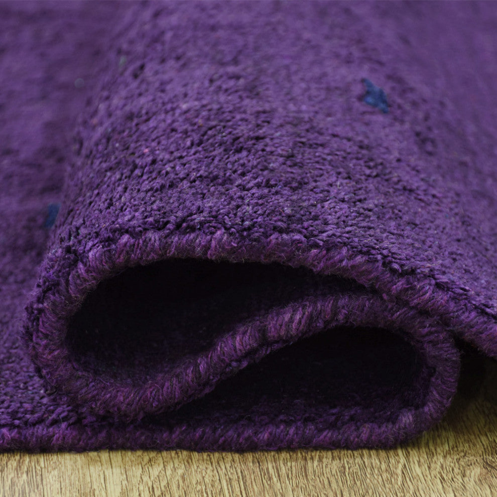 Hand Knotted Loom Silk Mix Area Rug Contemporary Purple