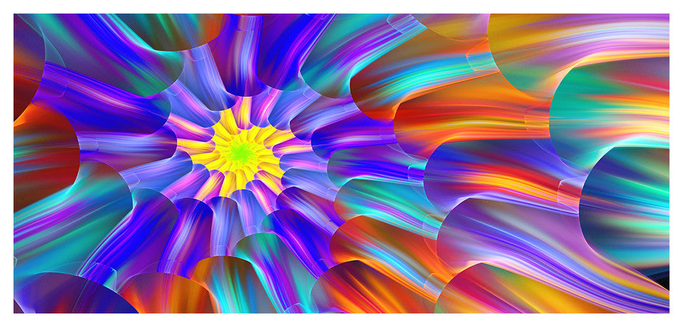 Spectacular Stain Glass with Spirals, Large Floral Canvas Art Print, 60"x28"