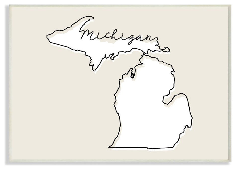 Michigan Home State Map Neutral Print Design, 12"x18"