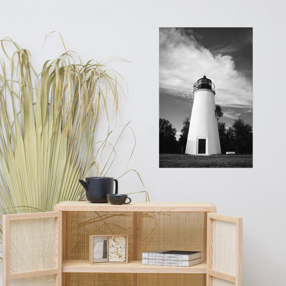 Touch the Sky Landscape Photo, Lighthouse Unframed Wall Art Print, 24" X 36"