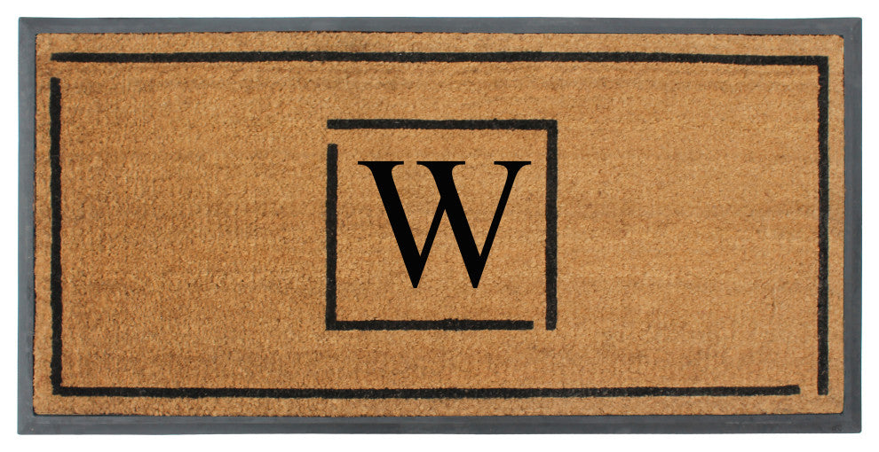 A1HC Hand-Crafted 24"x48" Rubber Coir Double-Single Monogrammed, W
