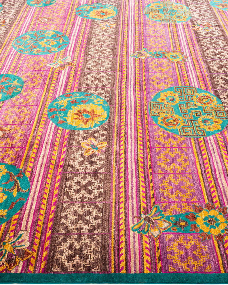 Suzani, One-of-a-Kind Hand-Knotted Area Rug Green, 8' 1" x 10' 3"