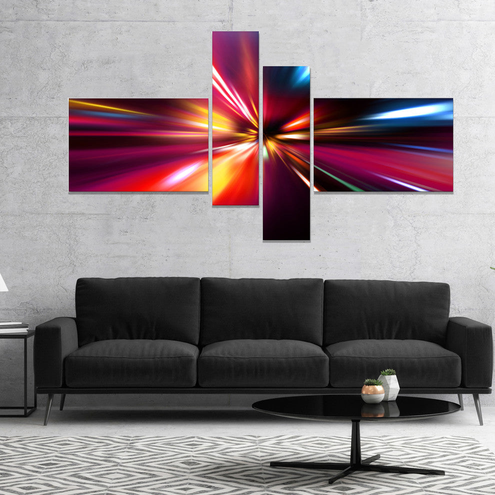 Speed Motion in Night, Abstract Canvas art print, 60"x32", 4 panels